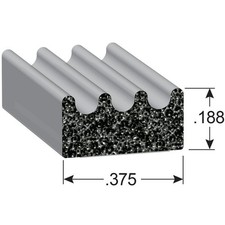 15ft - Trim-Lok 113 Series Rubber Seal, Ribbed, 0.38"Wx0.188"H X113bt-25 