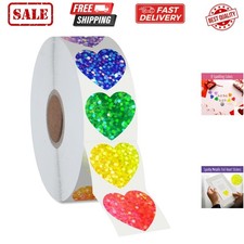 500 PCS Glitter Heart Stickers, 8 Colors Metallic Glitter Stickers Self Adhes...