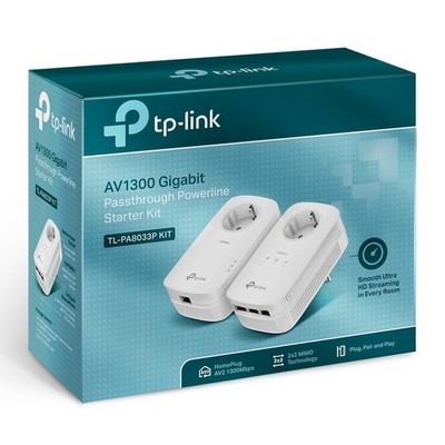TP-LINK TL-PA8033P AV1300-Gigabit-Powerline mit Steckdose Adapter Kit