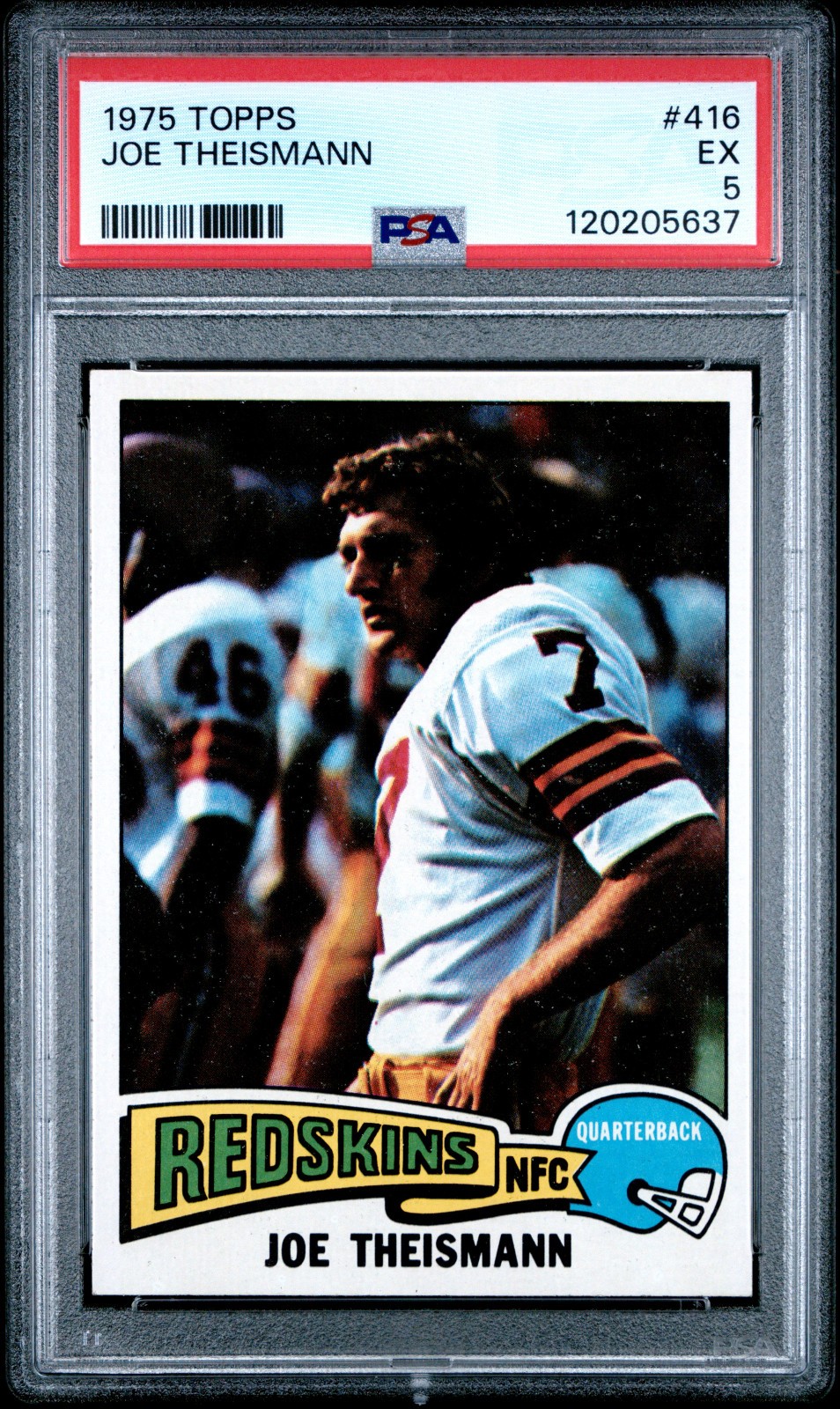 1975 Topps #416 Joe Theismann Rookie RC Washington Redskins PSA 5 EX New Slab!