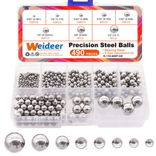 490Pcs 8 Sizes Bicycle Bearing Balls Metal Mixing Balls Assortment Kit 1/2" 3/8"