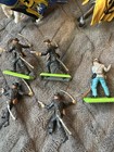 Lot of 5 Plastic Toy Soldier Figures Infantry w/ Pistol & Sword on Green Bases — photo 2
