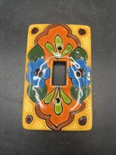 Talavera Single Light Switch Plate Cover Amigos Pottery hand painted art MEX
