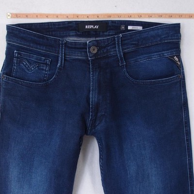 Mens Replay M914 ANBASS Stretch Slim Tapered Blue Jeans W34 L32