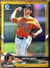 2018 Bowman Chrome Gold Refractor #BCP4 - Hunter Harvey - #d /50 Orioles Rookie