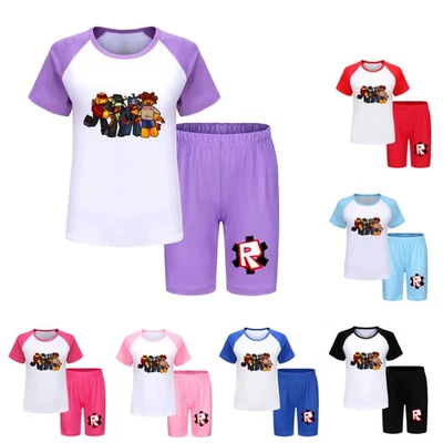 Boys Girls Roblox Forsaken Pyjamas Set Casual Short sleeve T-shirt+Shorts Outfit