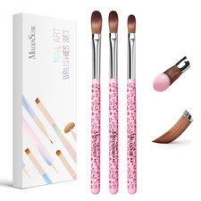 3-Piece Acrylic Nail Brush Set - Sizes 8/10/14 Professional Nail Art Tool for A