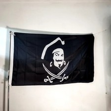 Pirate Flag Skull 90x150cm Outdoor Decor Polyester Black White Banner - Captainm
