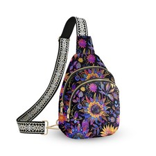 Flower Leather Sling Bag Small Crossbody Backpack Travel One Size, Purple
