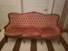 Antique Carved Wood Victorian Style Italian Settee 3 Seater