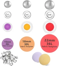 60 Sets Cover Button Kits with 3 Sizes & Tools, DIY Fabric Button to Make Your O