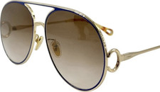 Chlo  gold metal oversized aviator sunglasses brown gradient plastic lens women