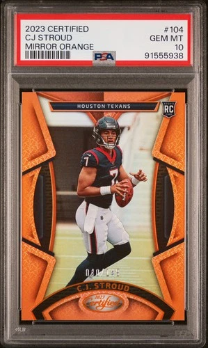 2023 Panini Certified #104 C.J. Stroud Mirror Orange PSA 10 #/149
