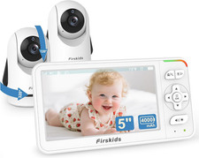 5" Baby Monitor with Dual Cameras and Audio - Secure No Wi-Fi Pan-Tilt-Zoom 2 Ca