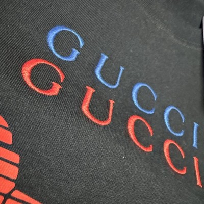 Authentic XS XSMALL New GUCCI Blue Red Tshirt Horsebit Navy Double
