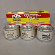 Vintage 9 Sterno Gel Canned Heat Fuel 3 Pack 2.6 oz Sealed 2 5/8 Small Unused