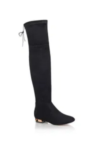BNIB MISS KG KURT GEIGER VELVET BLACK KNEE BOOTS Black Sz: uk 4/37 RRP:£109