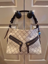 Retro Dooney Bourke Brown / Cream Signature Monogram Hobo Shoulder Bag