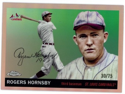 2025 Topps Chrome Platinum Rogers Hornsby Rose Gold Refractor 30/75 CARDINALS