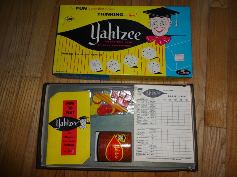 Yahtzee Dice Game Vintage 1956 E.S. Lowe Company, Inc. No. 950-COMPLETE Made USA