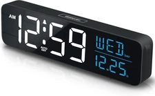 Peakeep Large Display Digital Alarm Clock for Bedrooms, Date Day of Week 