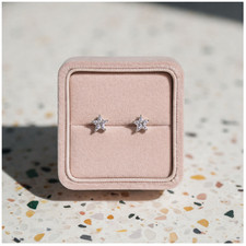 14K Solid Gold Star CZ Basket Set Screw Back Stud Earrings Secure Gift for Kids