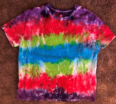 red and purple tie dye shirt