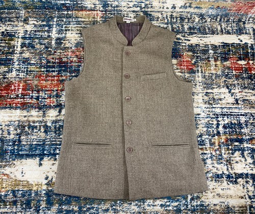 Fabindia Wool Nehru Vest Light Brown 