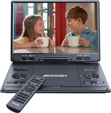 14.9" Portable DVD Player, 12.5" Swivel Screen, 6-Hour Battery, Car Mount