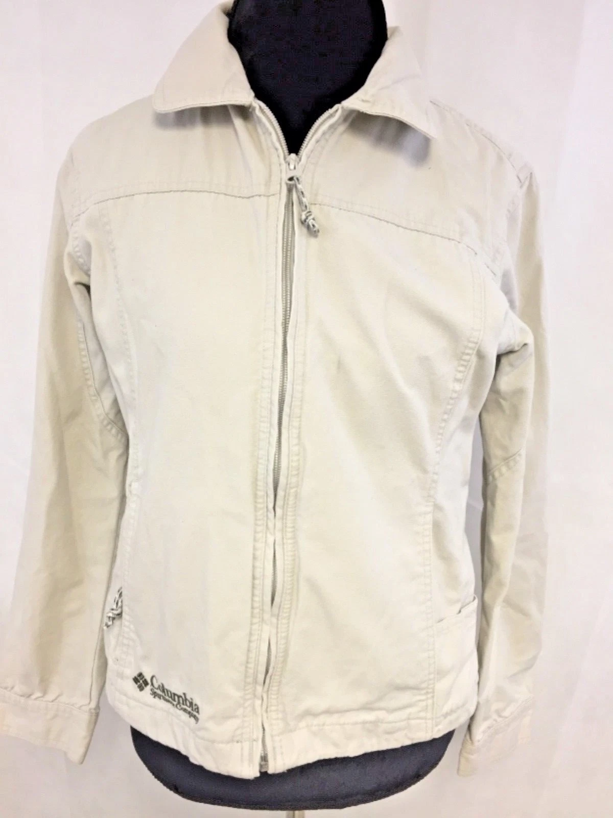 Columbia Sportwear Authentic Active Outdoor Cotton Beige Full Zipper Jacket Sz M