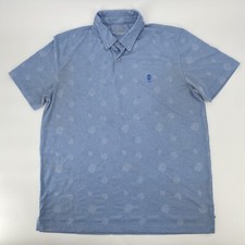 IZOD Polo Shirt Mens XL Blue Golf Pineapple Print Short Sleeve Stretch