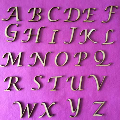 WOODEN LETTERS & NUMBERS IN LUCIDA CALLIGRAPHY FONT SIZES 2-3-4-5-6-8 AND 10cm  - Photo 1/20