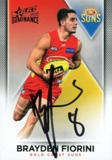 Signed 2019 Gold Coast Suns AFL Select Dominance Card - Brayden Fiorini