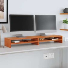 Image of Monitor Stand Wax Brown 100x24x13 cm Solid Wood Pine vidaXL