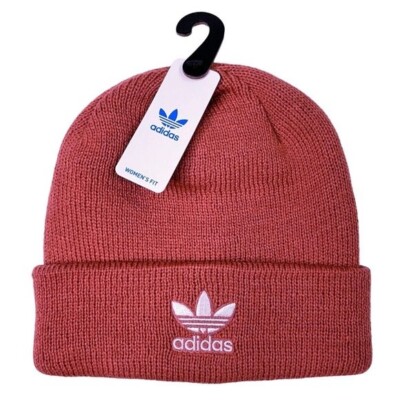 adidas Originals Trefoil Magic Earth Red White Knit Beanie Hat Adult's Fit 