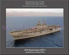 USS Kearsarge LHD 3 Personalized Canvas Ship Photo 2 Print Navy Veteran Gift