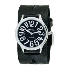 FST108K Black Always Summer Watch with Faded Black Vintage Star Leather Cuff Ban