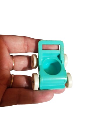 Vtg Fisher Price Little People Teal Stroller Baby Nursery Pram Buggy 1972