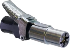 Closed Flow Tire Inflator Connector With Steel Jaws Secure Hands Free Design