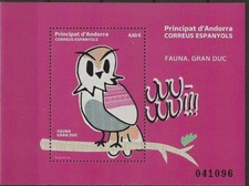 Spanish Andorra 2022 - Eurasian Eagle Owl Miniature Sheet - MNH..Limited Edition