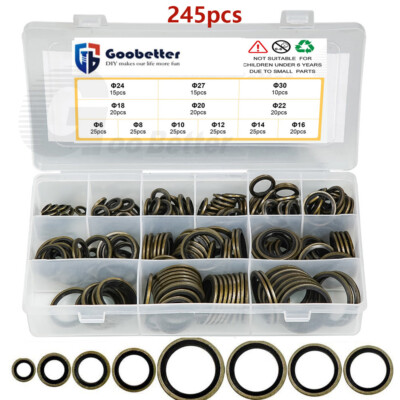 245Stück M6 - M30 Bonded Seal Dichtring Satz Ölablass Schrauben Dichtung Set KFZ