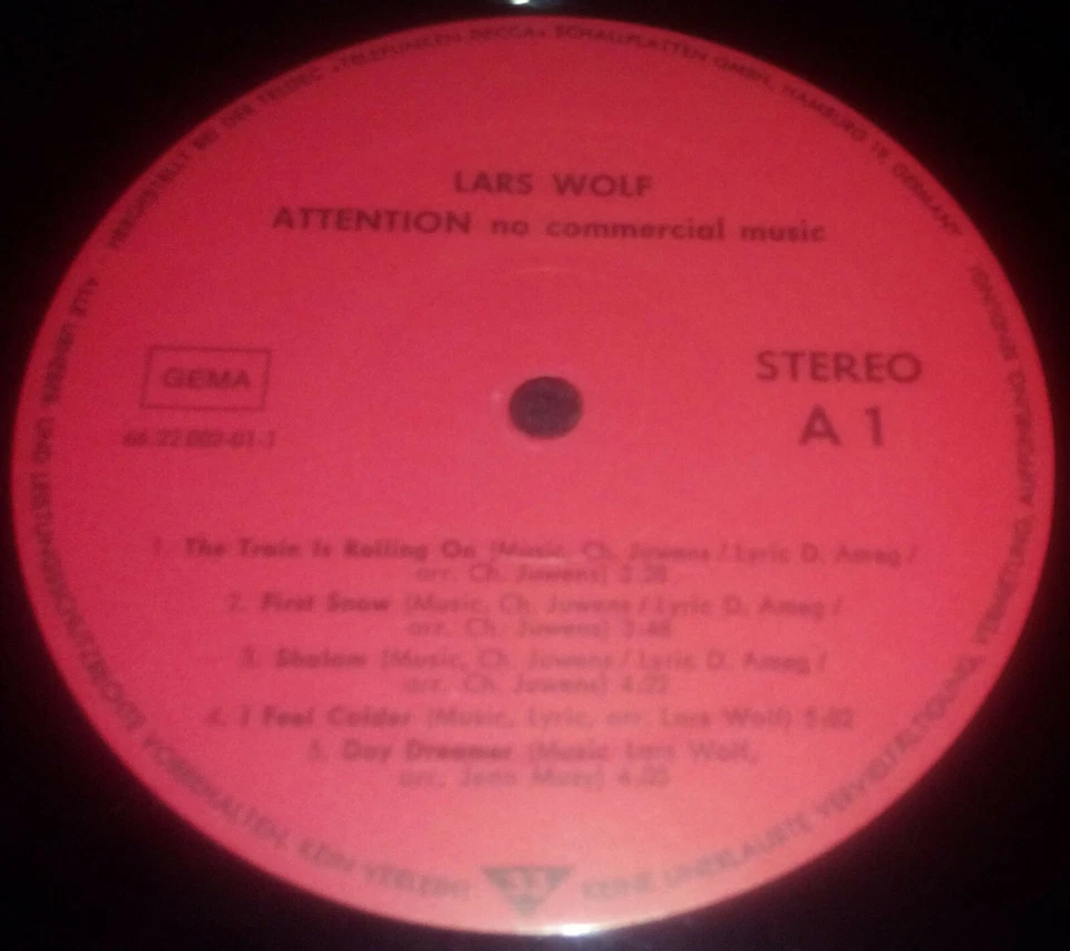 LP LARS WOLF - ATTENTION NO COMMERCIAL MUSIC * WOLF / TELDEC 6622002 GERMANY MNM - Bild 3 von 4