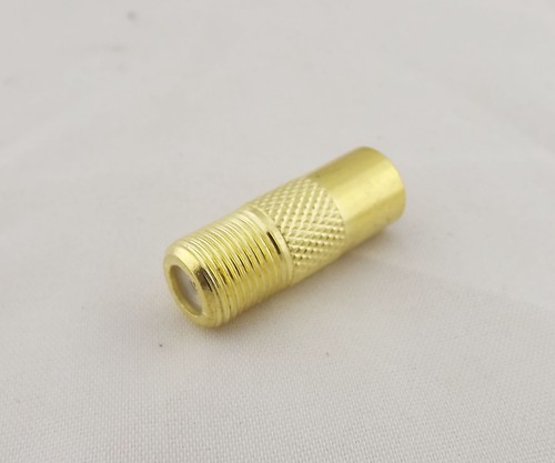 1pc Gold F Female Jack to TV PAL Male Plug Coax RF Connector Adapter Converter - Picture 2 of 4