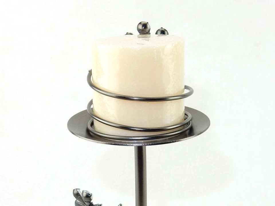 Candelabro de pilar, con tallo ~ diseño floral de piedras preciosas gris oscuro, Cassiani #7513 Foto 4 de 4