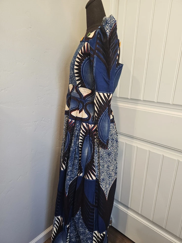 Vestido maxi One of a Kind manga comprida azul ousado XS - Imagem 2 de 4