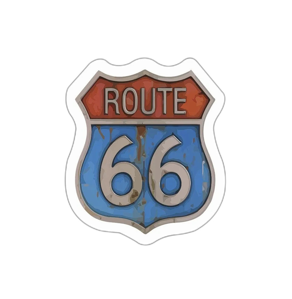 Retro Route 66 Sticker Decal for Vintage Car Lovers