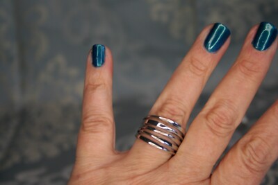 Bague Victoria Natsu T60 – 5 Rangs Lisse, Acier Inoxydable, Argenté (neuve Sans Boîte)