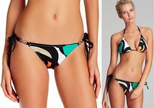 Trina Turk Pop Wave Print Tie Side Buckle Swimsuit Bikini Bottom