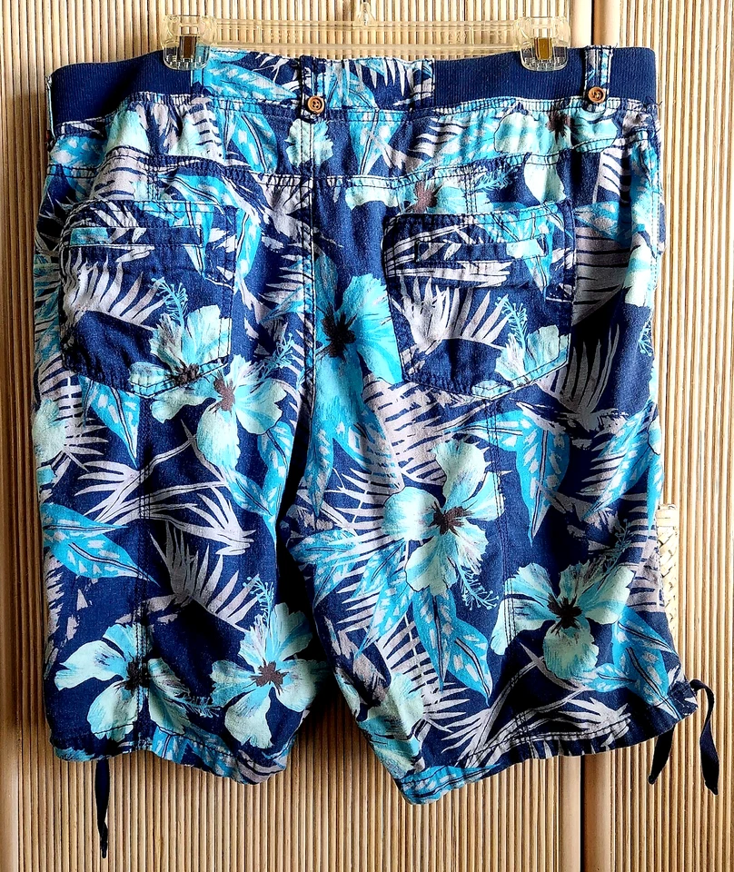 Pantalones Cortos Para Mujer Sonoma Talla 16 Azul Calce Moderno Bermudas Floral Tropical Verano Foto 2 de 4