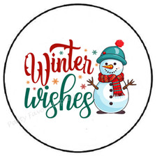 WINTER WISHES SNOWMAN CHRISTMAS ENVELOPE SEALS LABELS STICKERS PARTY FAVORS